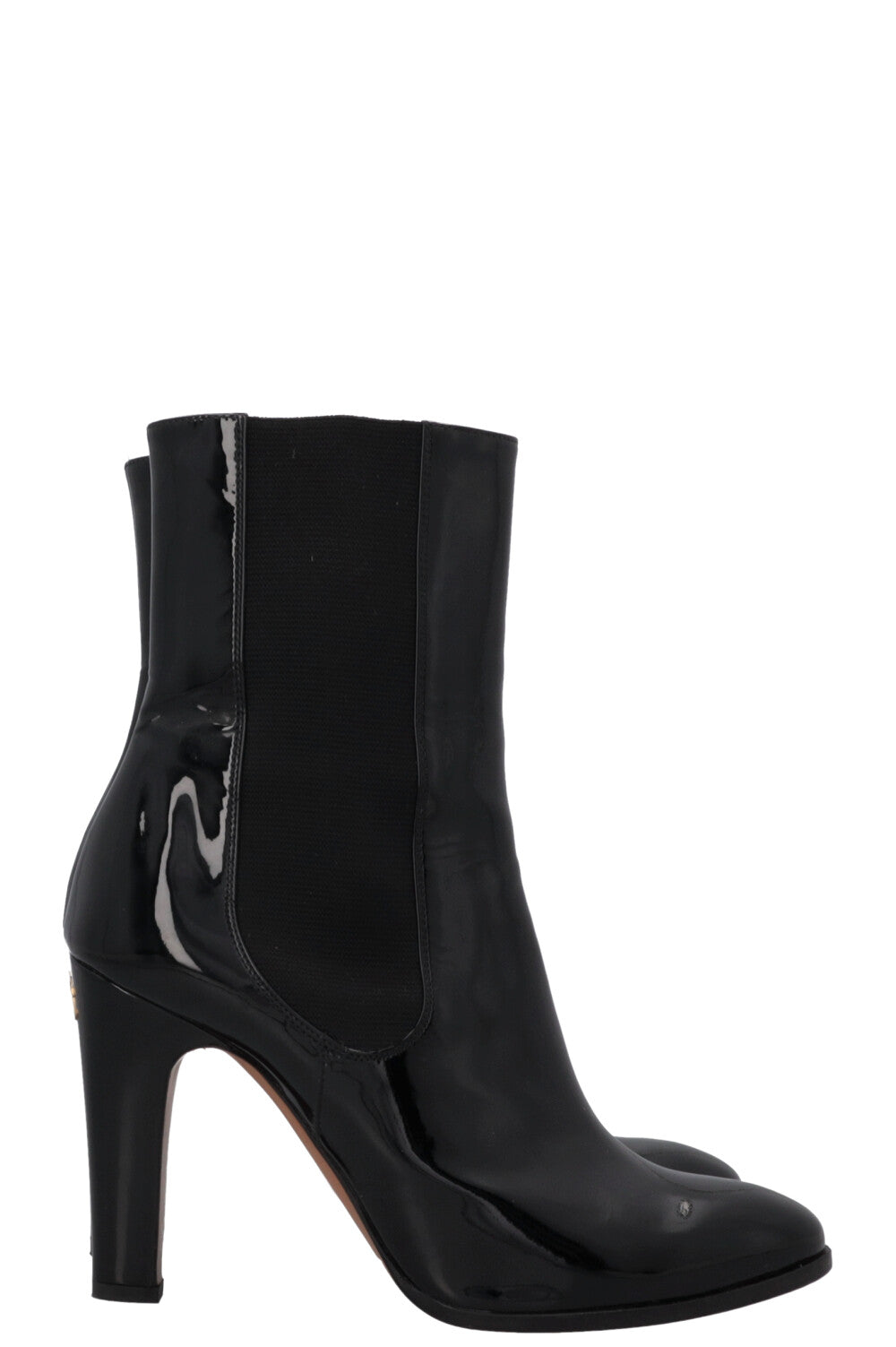 CHANEL CC Ankle Boots Patent Black