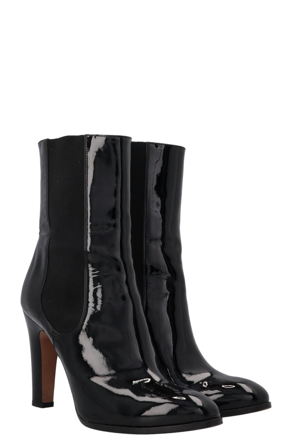 Bottines CHANEL CC vernies noires