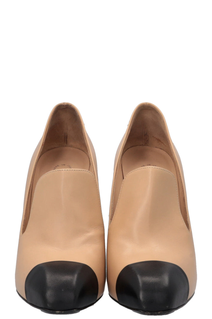 CHANEL Interlocking CC Shaft Heels Beige