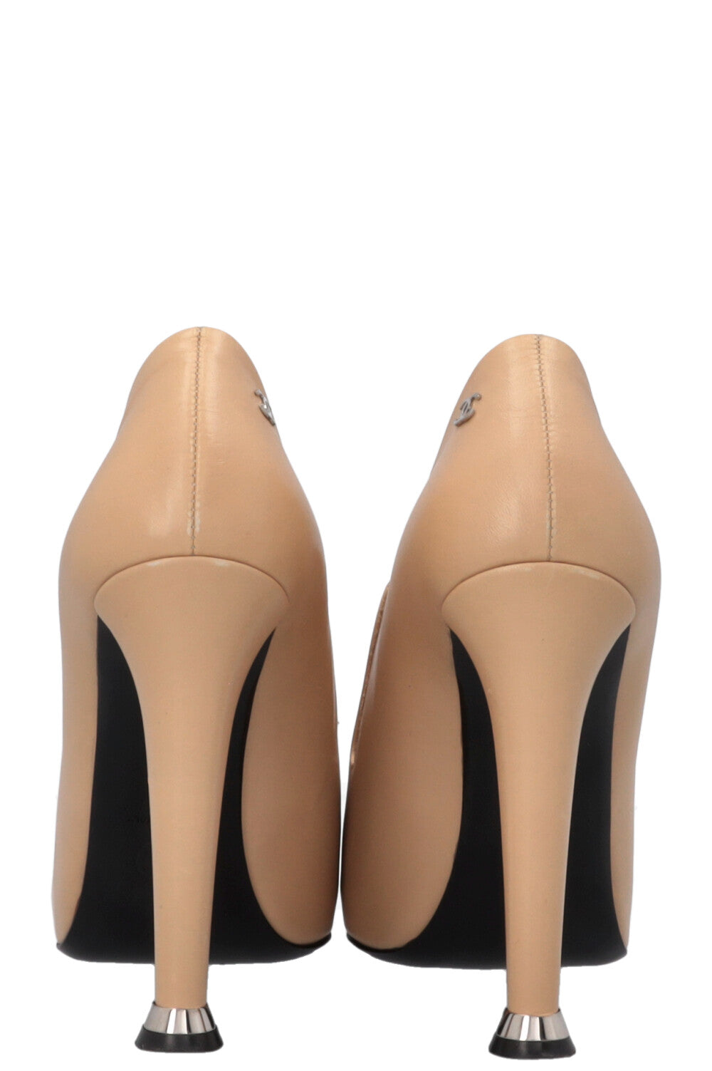 CHANEL Interlocking CC Shaft Heels Beige