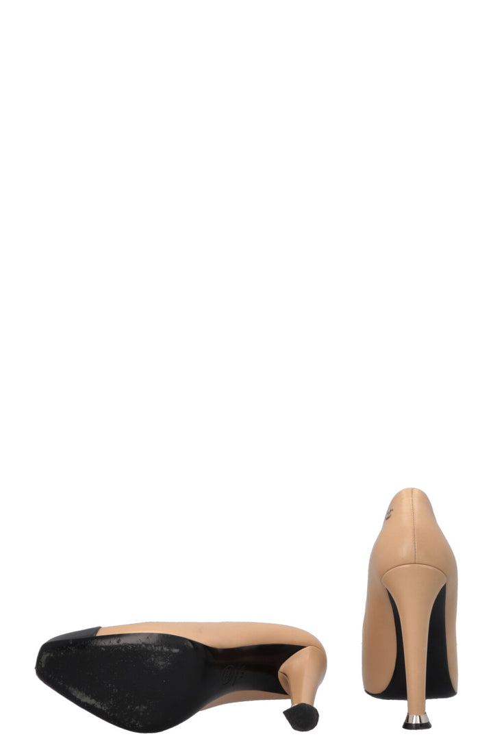 CHANEL Interlocking CC Shaft Heels Beige