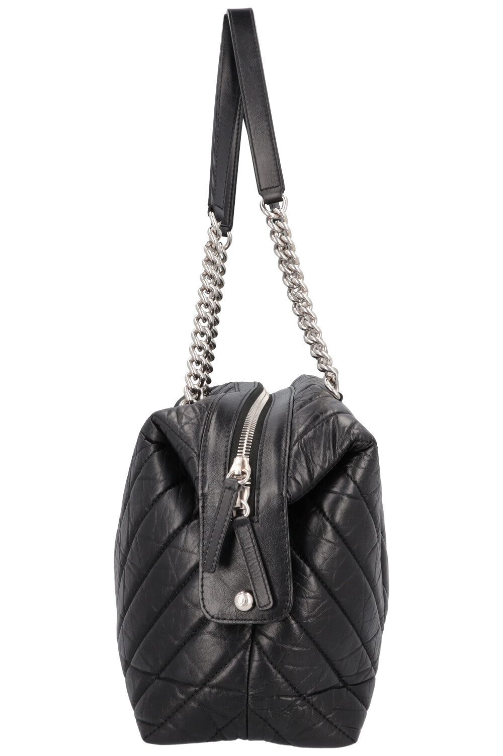 CHANEL Large Chevron Bowling Bag Black