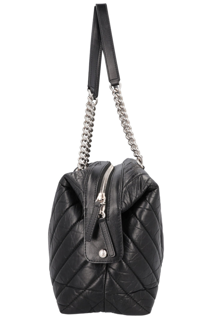 CHANEL Large Chevron Bowling Bag Black