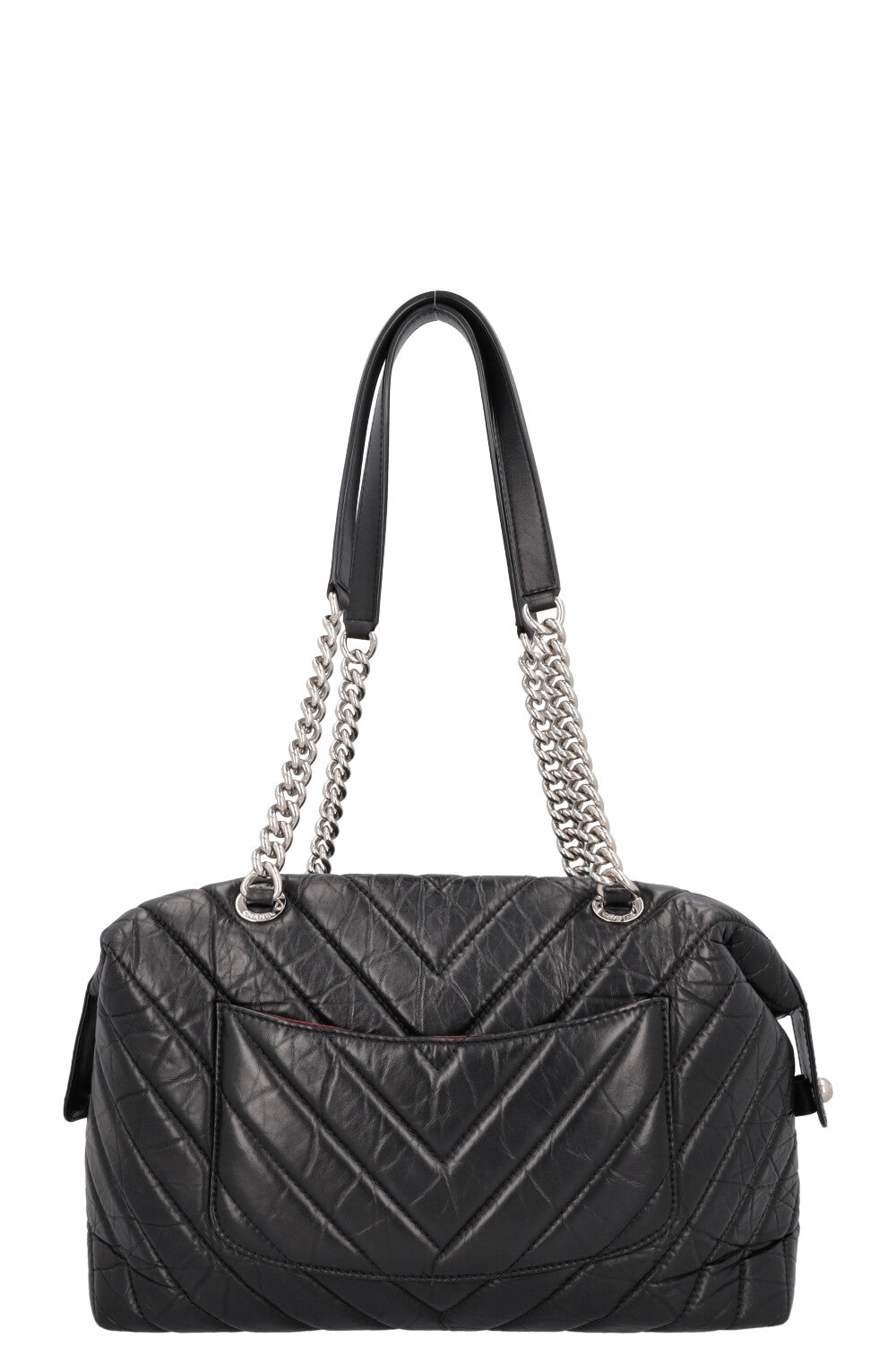 CHANEL Large Chevron Bowling Bag Black