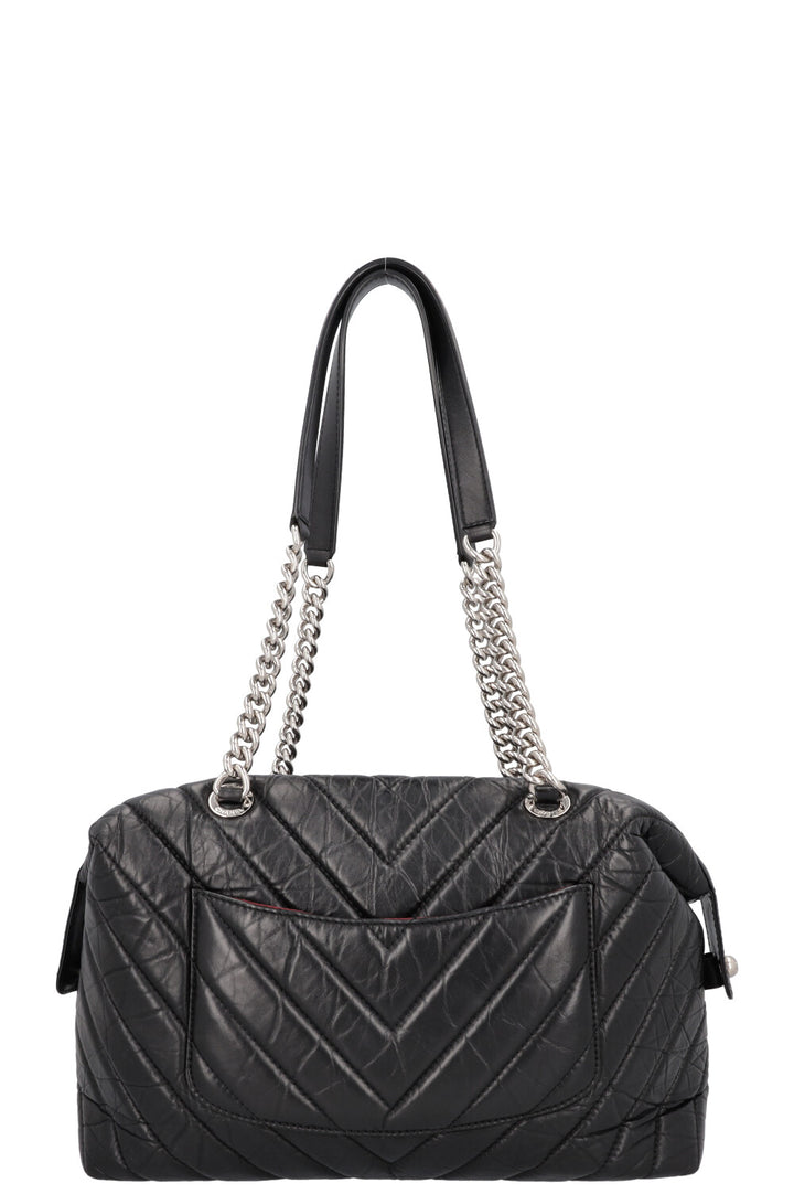 CHANEL Large Chevron Bowling Bag Black