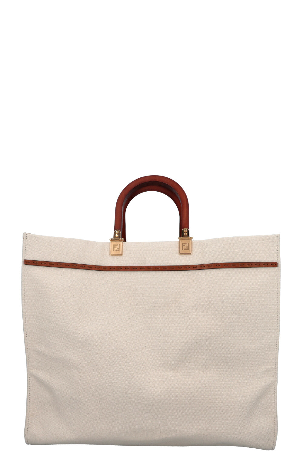Grand sac fourre-tout FENDI Sunshine en toile ivoire