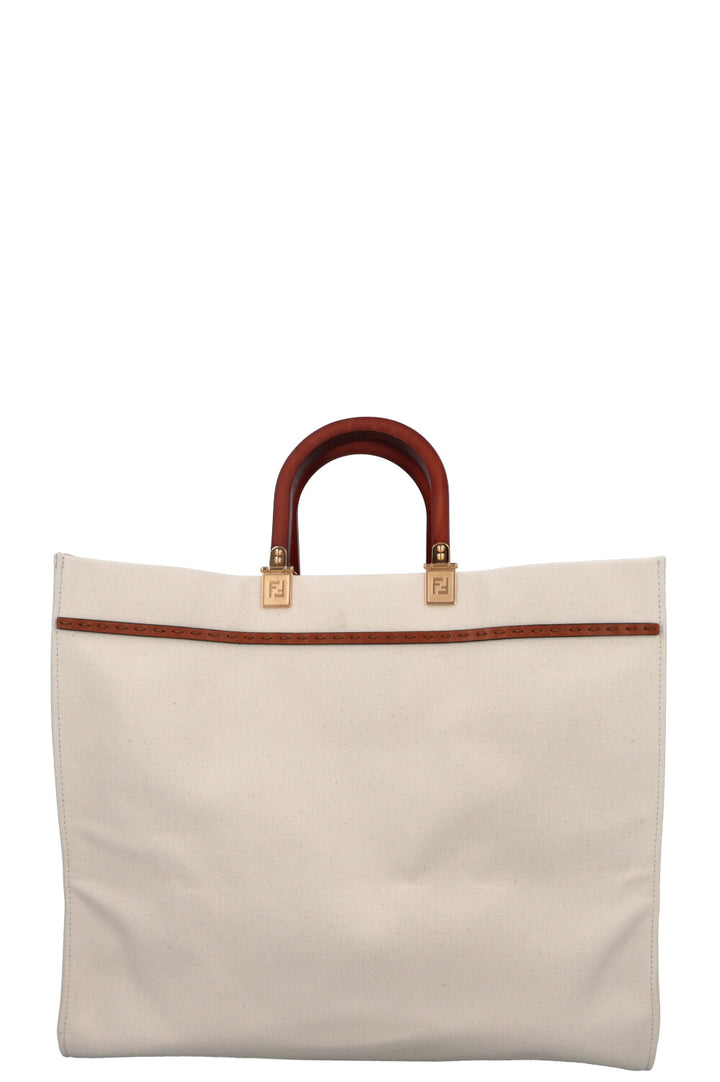 Grand sac fourre-tout FENDI Sunshine en toile ivoire