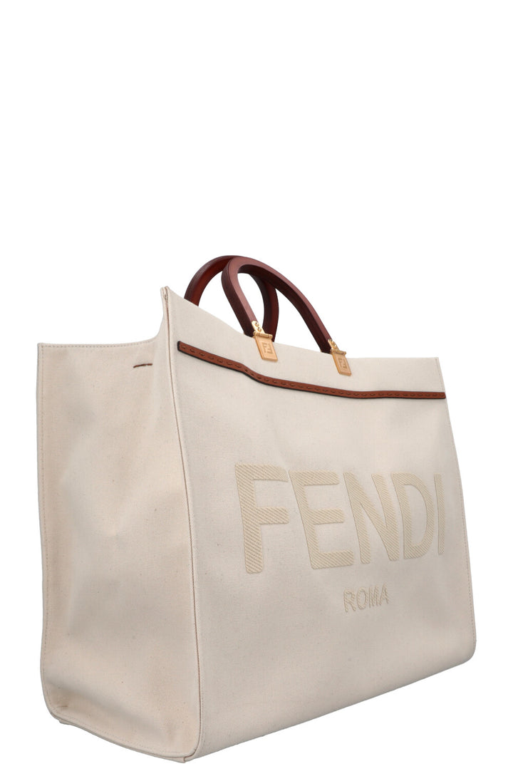 Grand sac fourre-tout FENDI Sunshine en toile ivoire