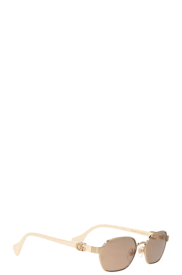 Lunettes de soleil fines GUCCI, or et blanc, GG1593S