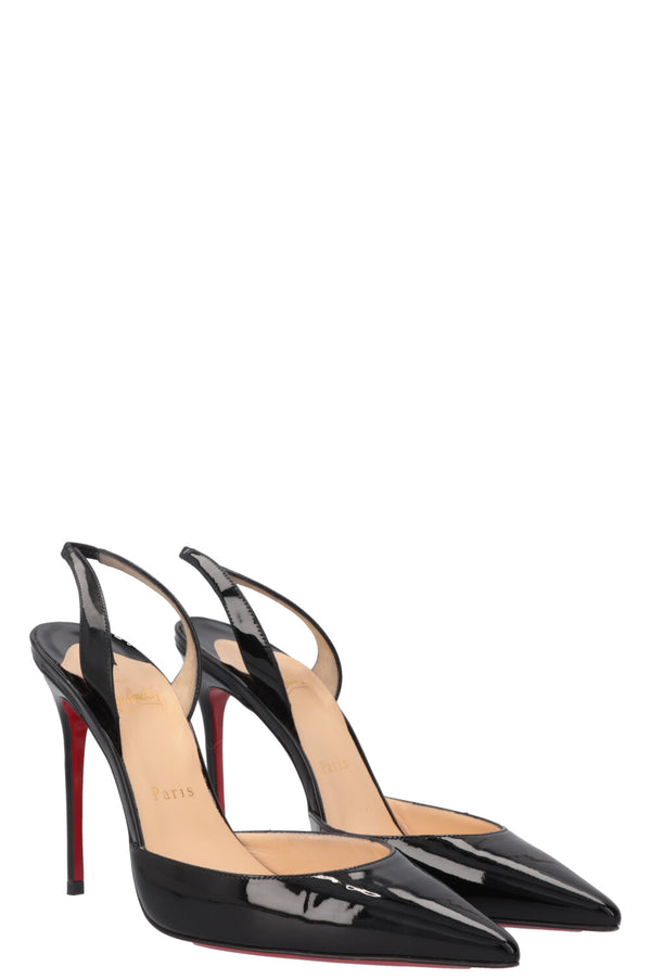 CHRISTIAN LOUBOUTIN Slingback Heels Patent Black