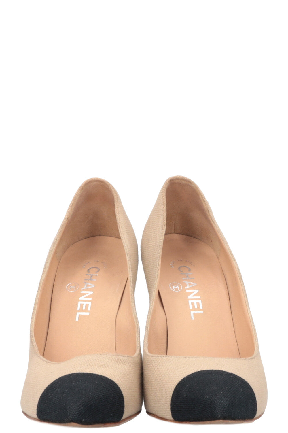 CHANEL Knot Heels Canvas Beige