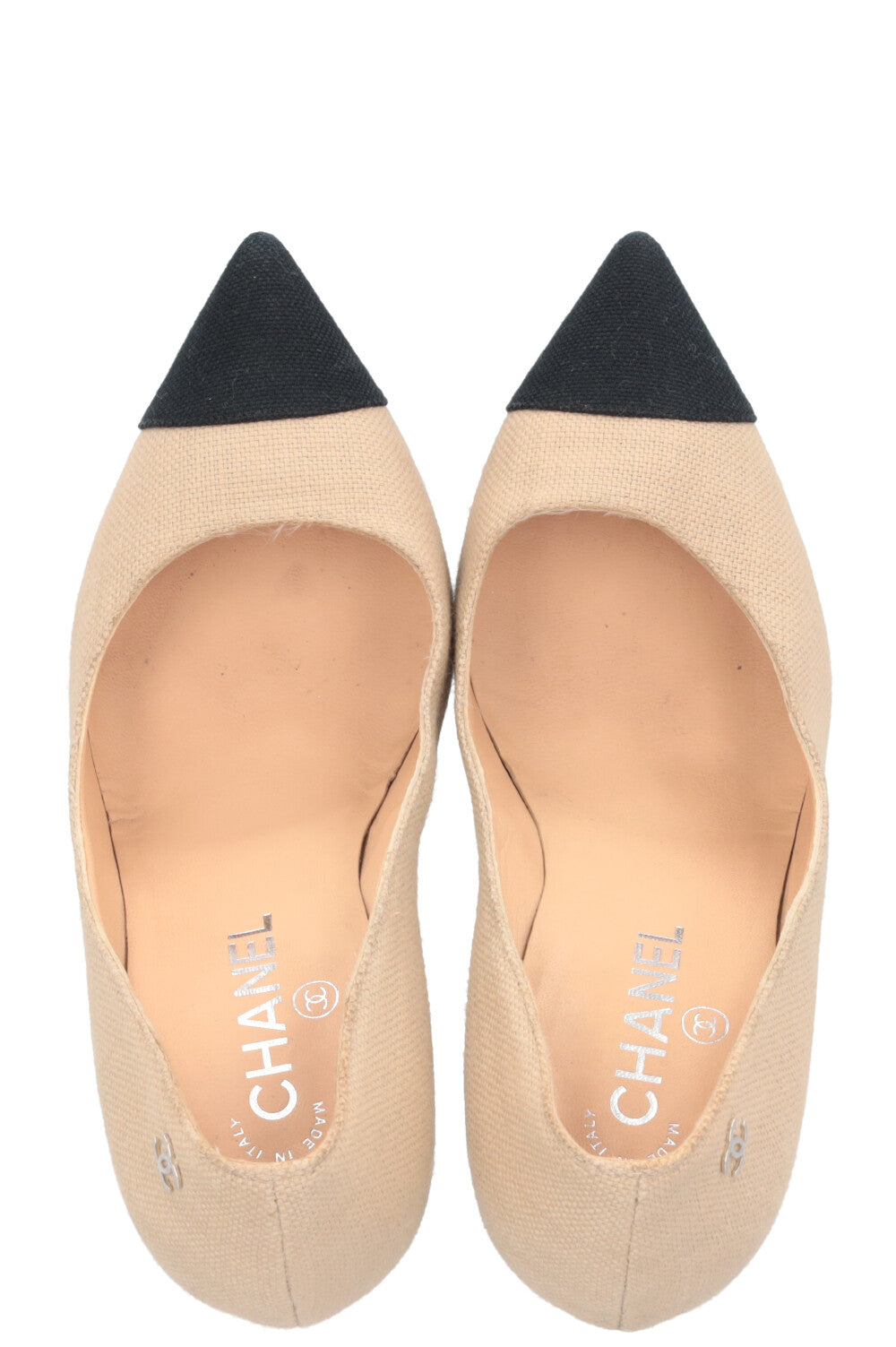 CHANEL Knot Heels Canvas Beige