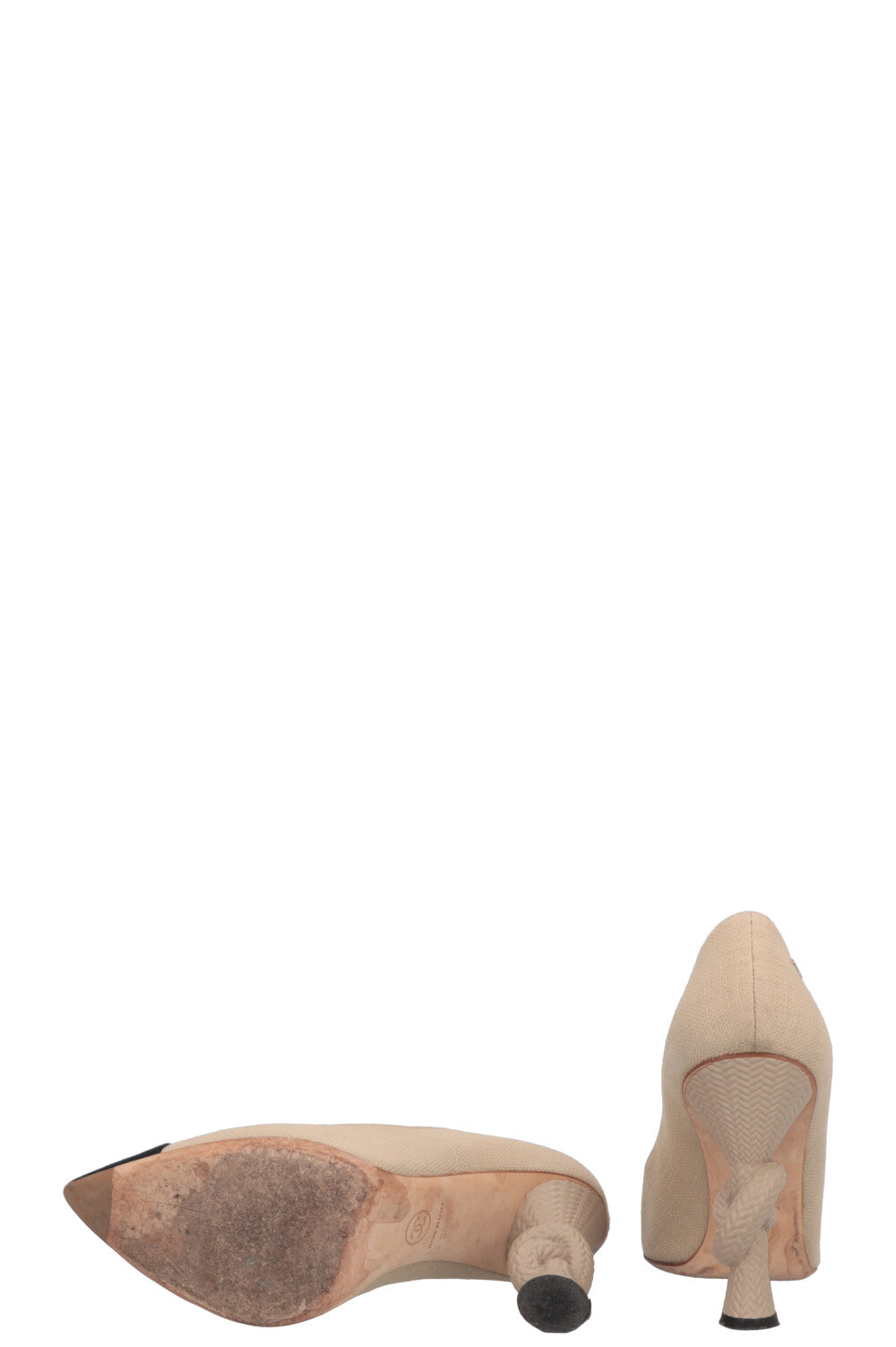 CHANEL Knot Heels Canvas Beige