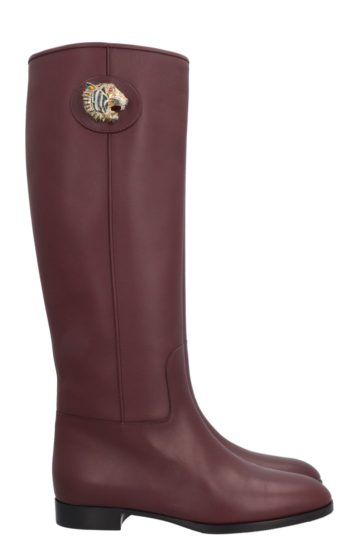 GUCCI Rajah Knee High Boots Burgundy