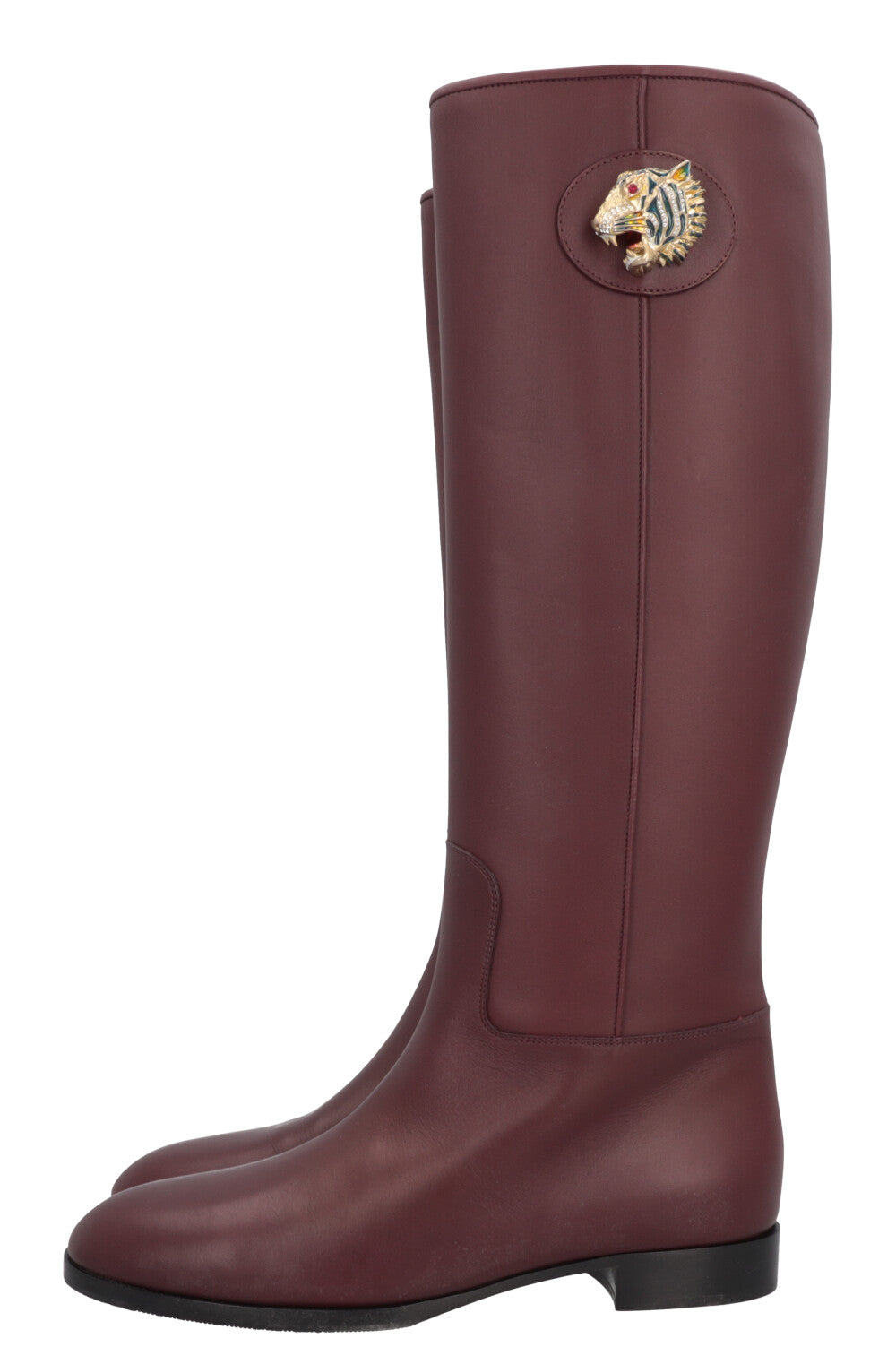 GUCCI Rajah Knee High Boots Burgundy