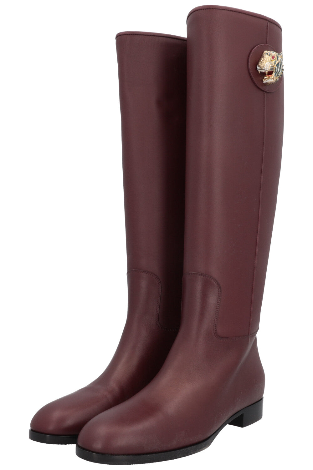 GUCCI Rajah Knee High Boots Burgundy