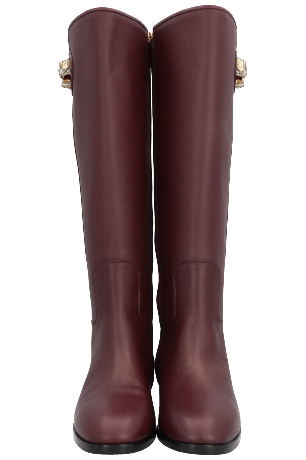 GUCCI Rajah Knee High Boots Burgundy