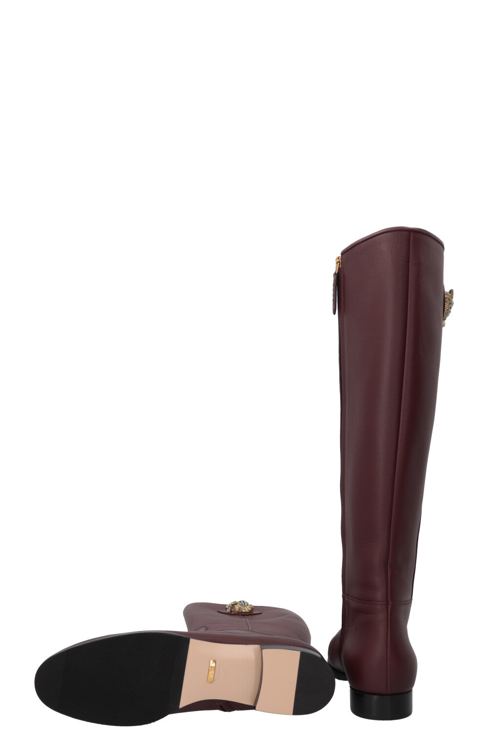 GUCCI Rajah Knee High Boots Burgundy