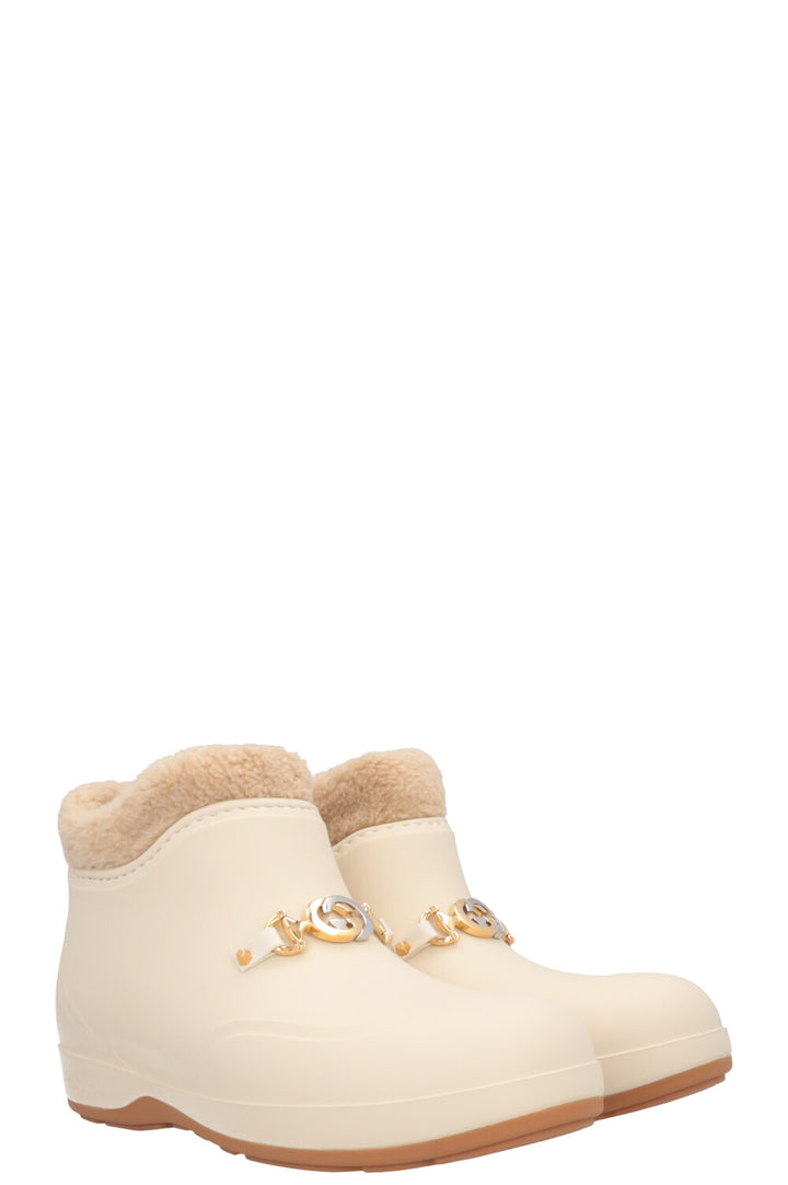 Bottines GUCCI Zumi en peau lainée et PVC Ivoire