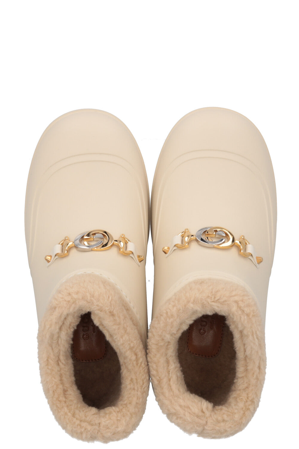 Bottines GUCCI Zumi en peau lainée et PVC Ivoire