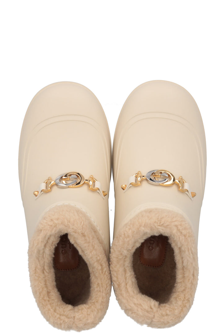 Bottines GUCCI Zumi en peau lainée et PVC Ivoire
