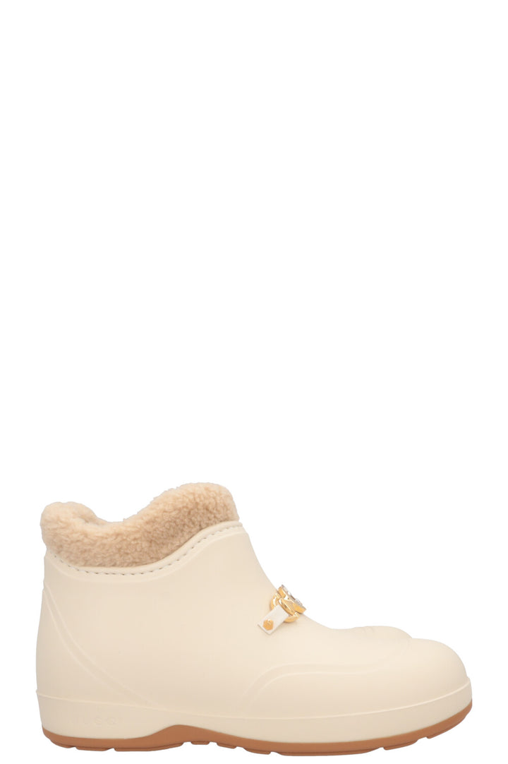 Bottines GUCCI Zumi en peau lainée et PVC Ivoire
