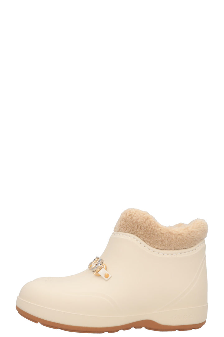 Bottines GUCCI Zumi en peau lainée et PVC Ivoire