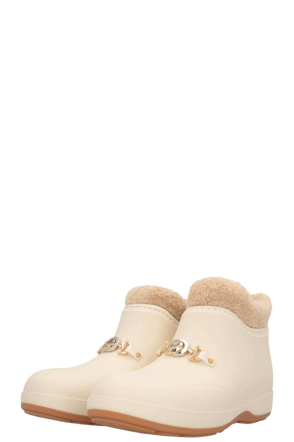 Bottines GUCCI Zumi en peau lainée et PVC Ivoire