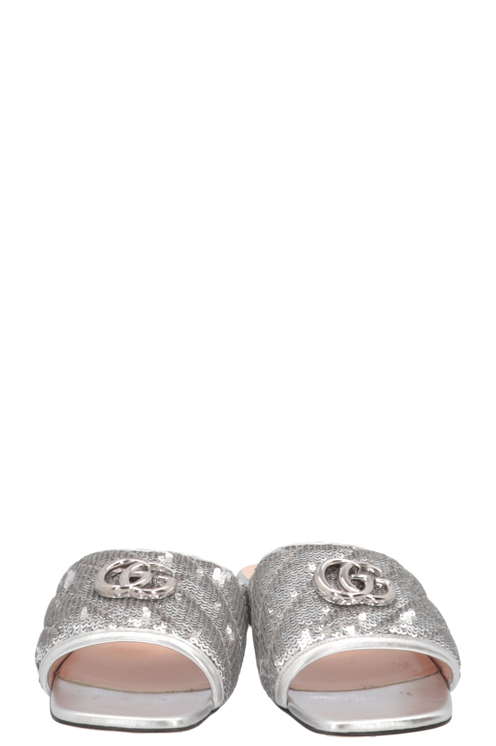 GUCCI Marmont Flats Sequin Silver