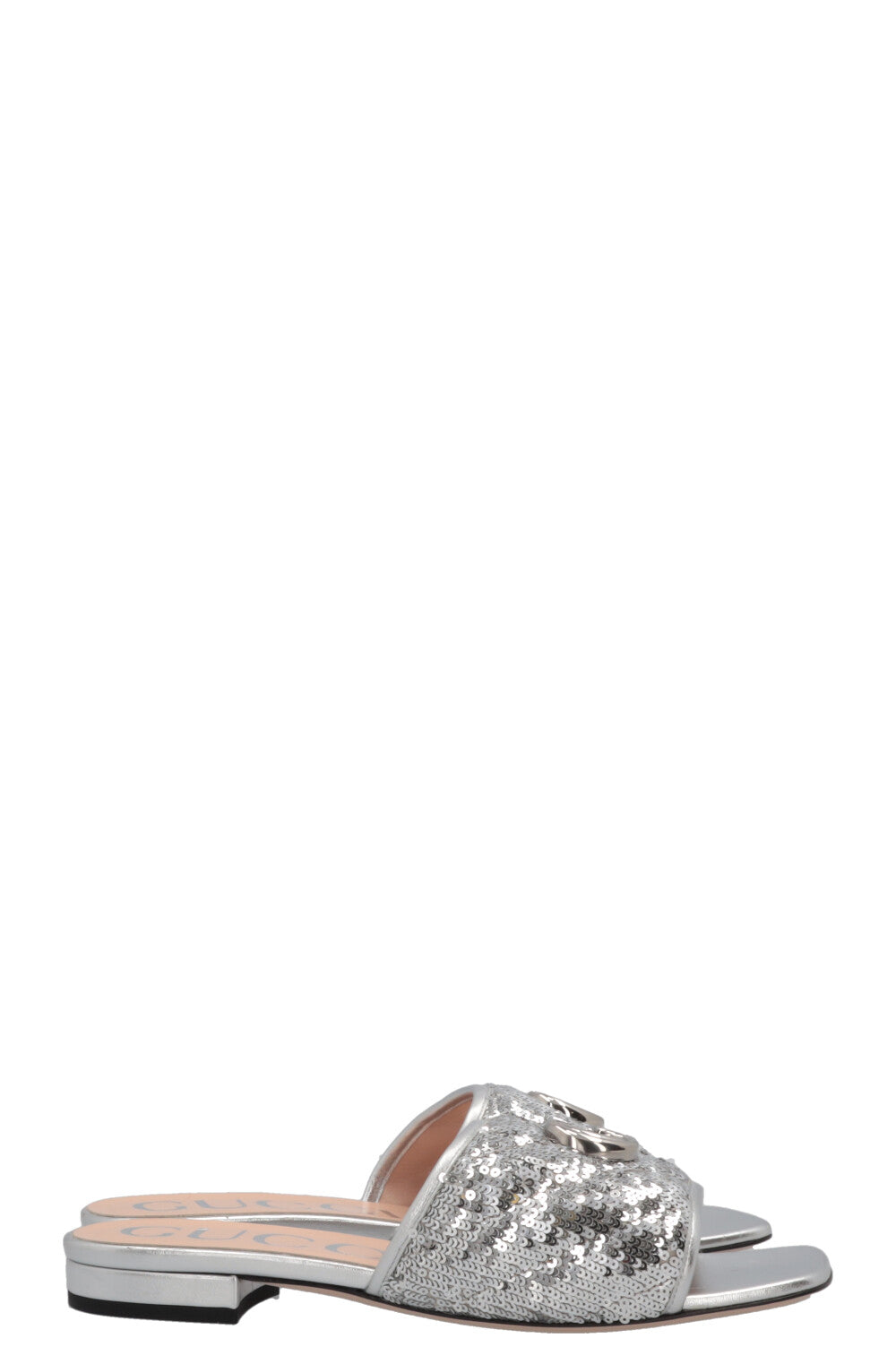 GUCCI Marmont Flats Sequin Silver