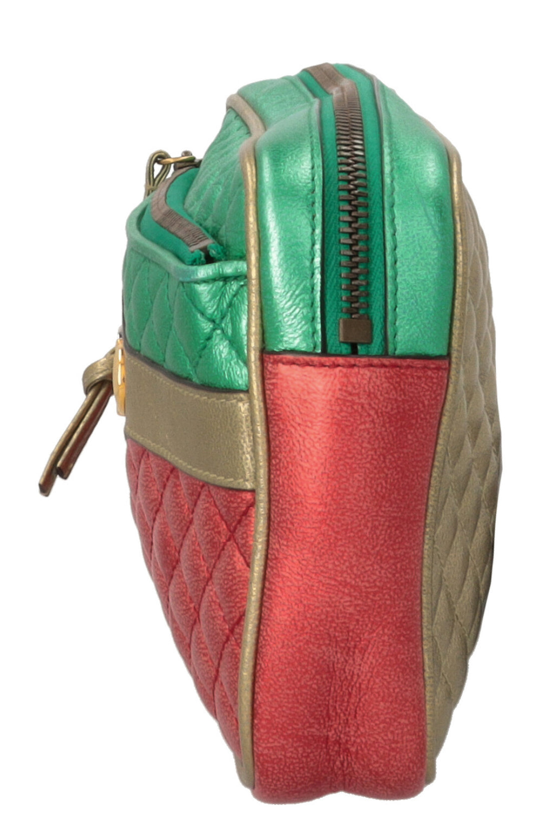 GUCCI Zumi Clutch Metallic Red Green