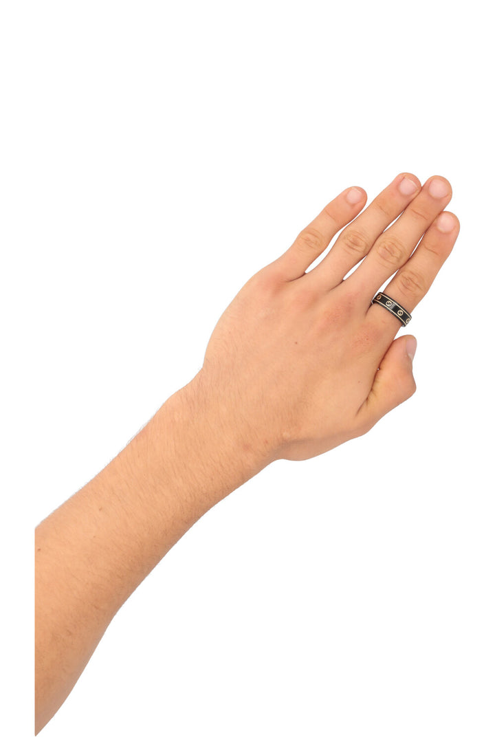 Bague GUCCI Icon GG entrelacée en or jaune 18 carats noir
