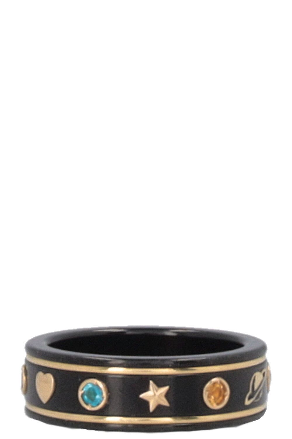 GUCCI Strass Icon Ring 18k Yellow Gold Multicolor