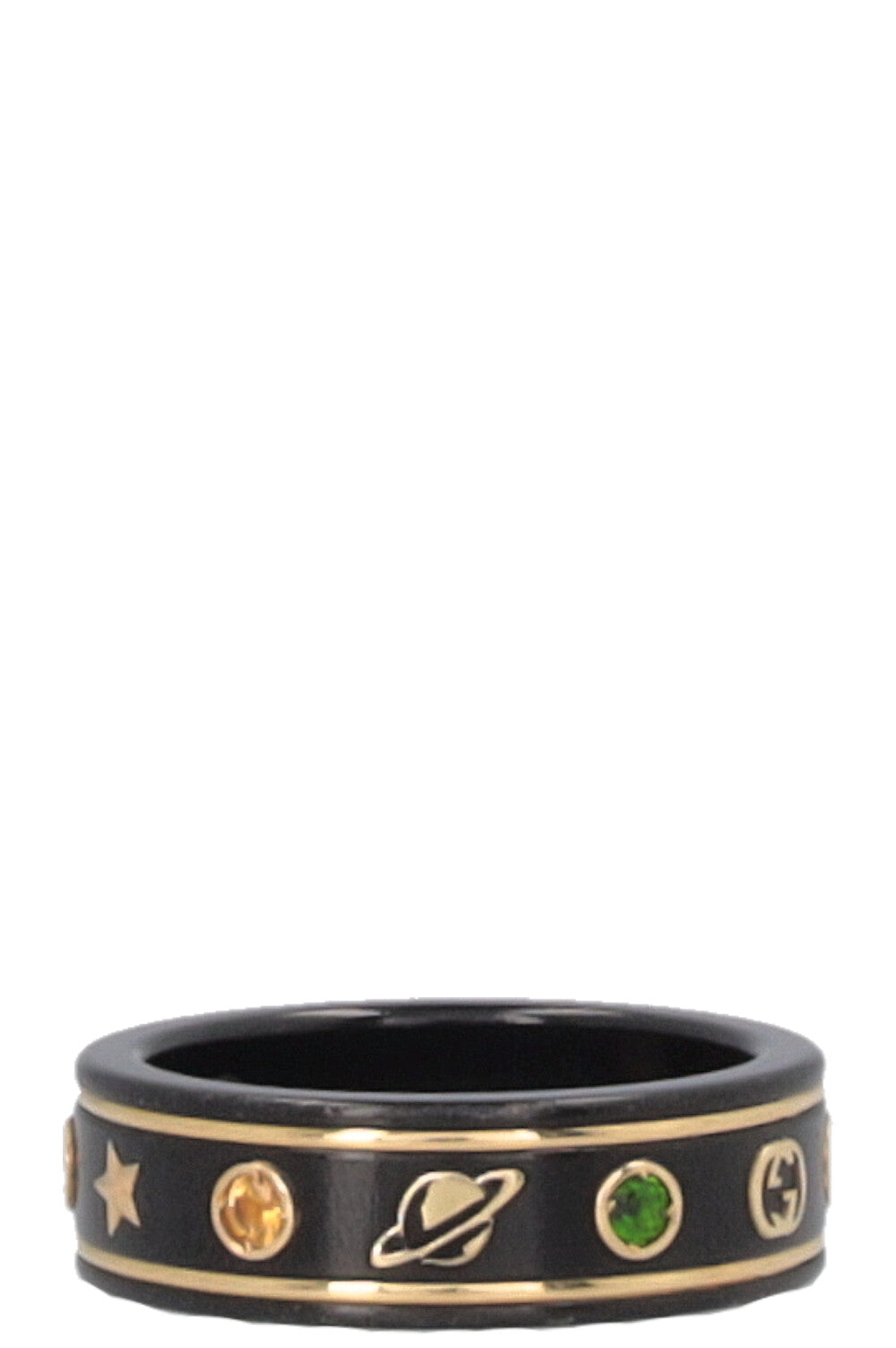 GUCCI Strass Icon Ring 18k Yellow Gold Multicolor