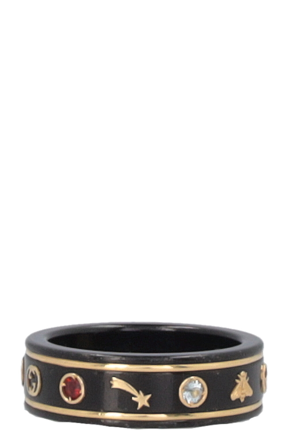 GUCCI Strass Icon Ring 18k Yellow Gold Multicolor