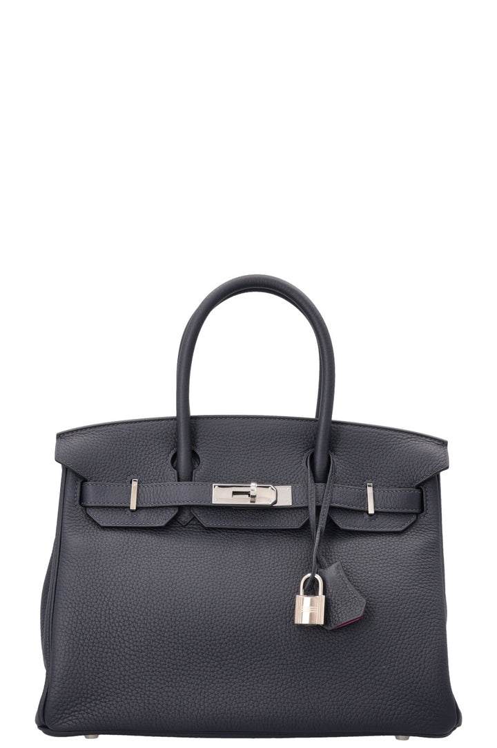 HERMÈS Birkin 30 Verso Retourne Togo Bleu Nuit Rose Pourpre