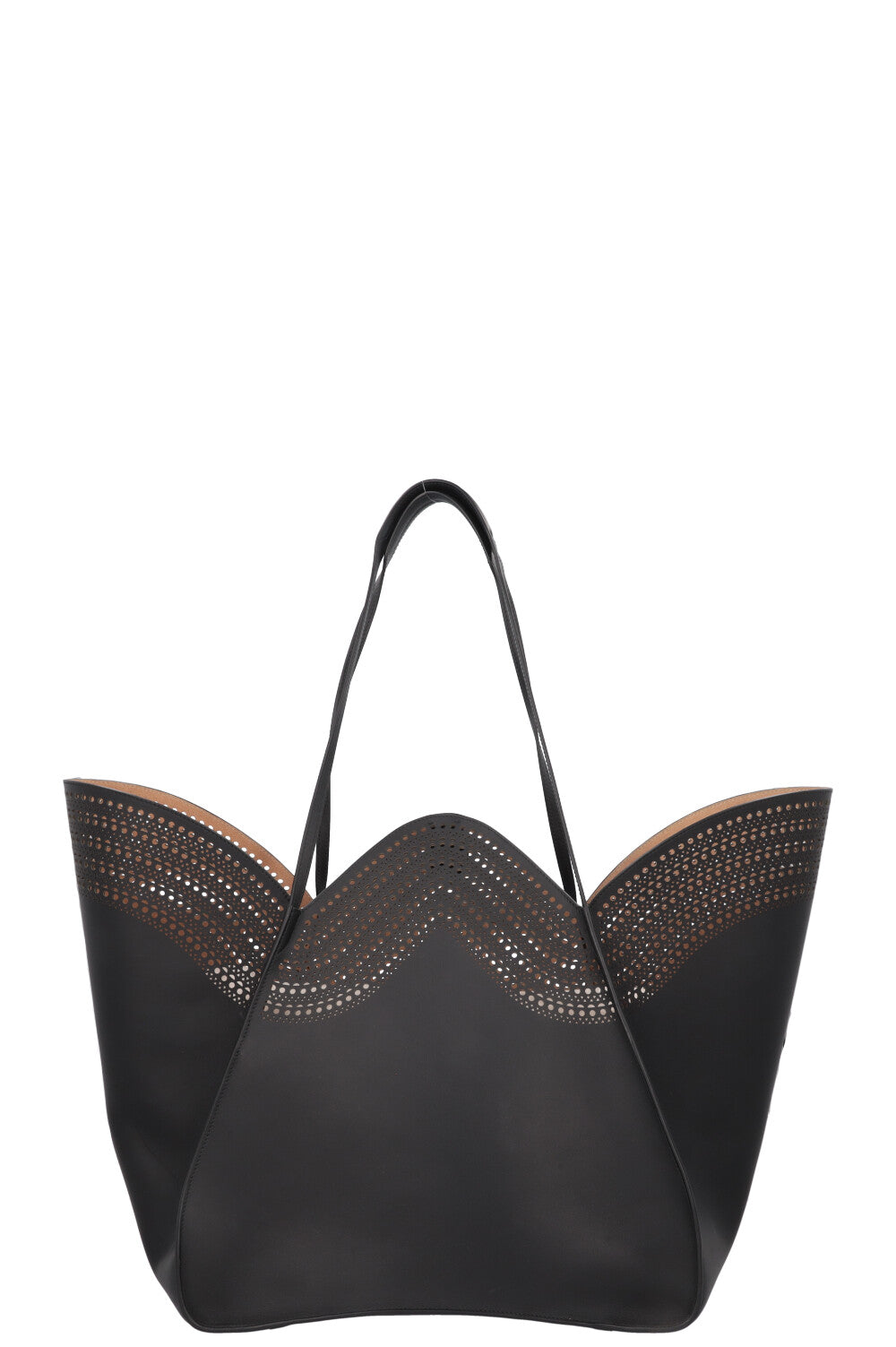 Sac cabas perforé ALAÏA Lili 22 en cuir noir