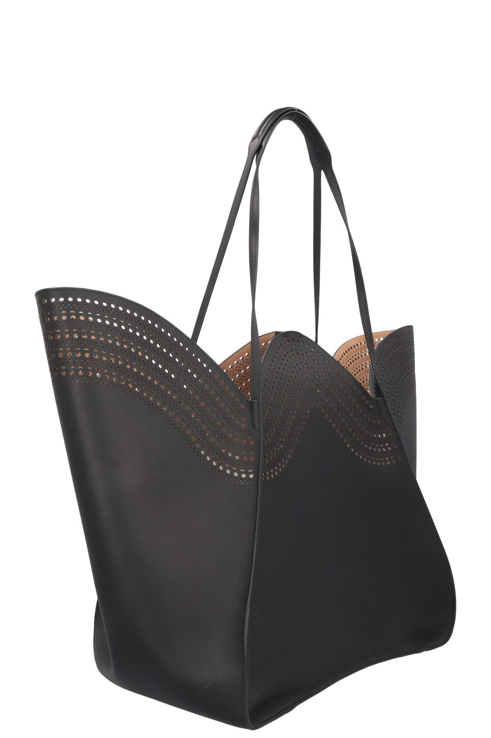Sac cabas perforé ALAÏA Lili 22 en cuir noir