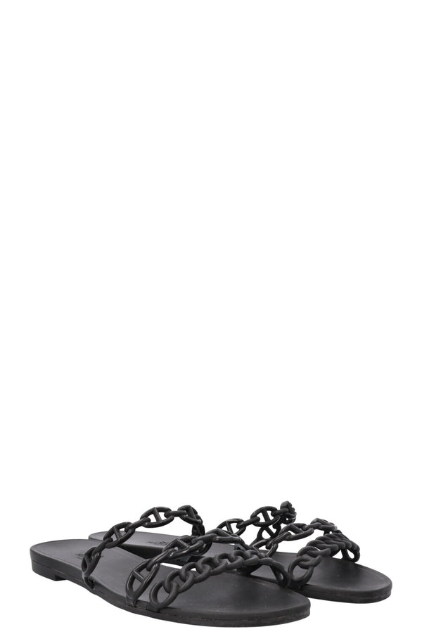 HERMÈS Jelly Chaine D'Ancre Flats Black
