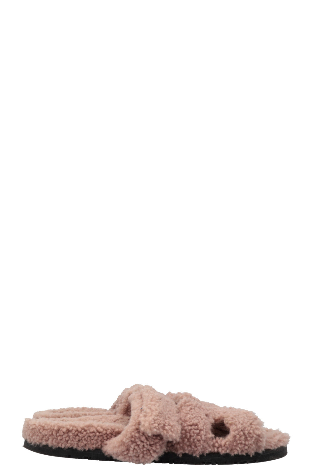 HERMÈS Chypre Shearling Flats Blush