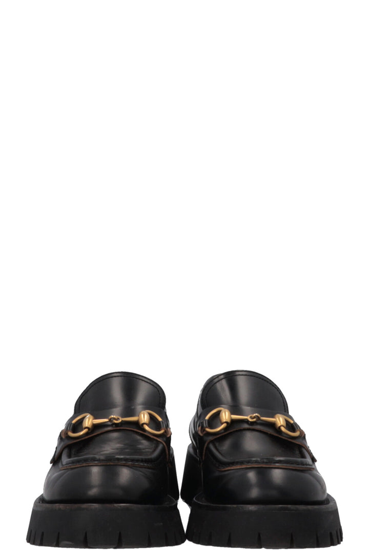GUCCI Bee Embroidered Horsebit Platform Loafers Black