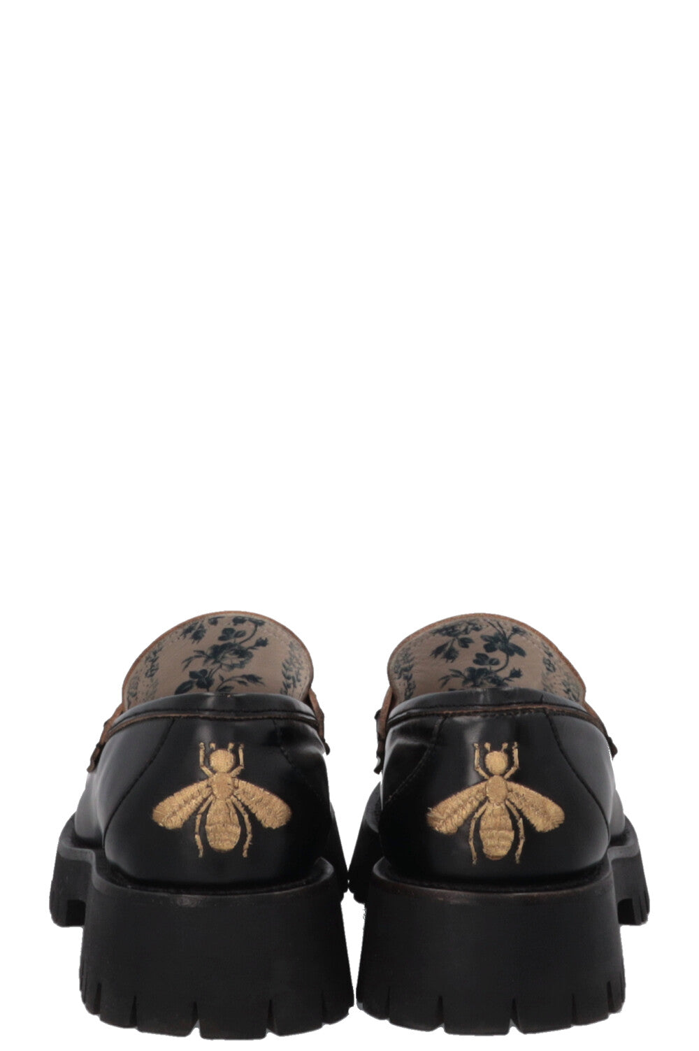 GUCCI Bee Embroidered Horsebit Platform Loafers Black