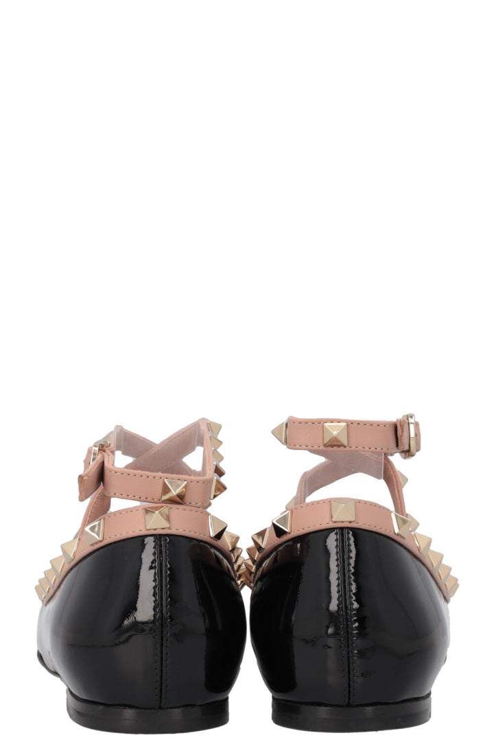 VALENTINO Bow Rockstud Ballet Flats Patent Black