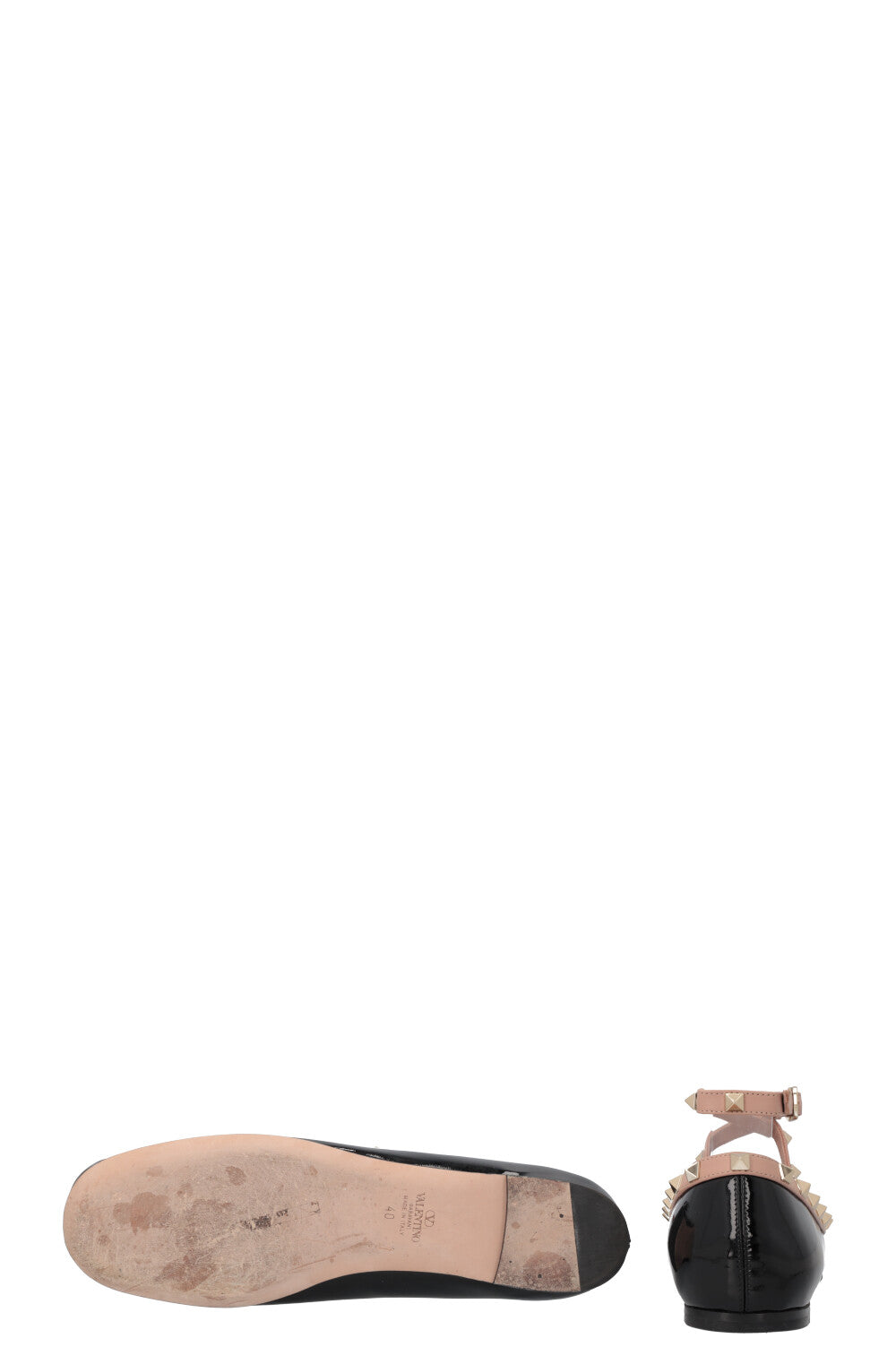 VALENTINO Bow Rockstud Ballet Flats Patent Black