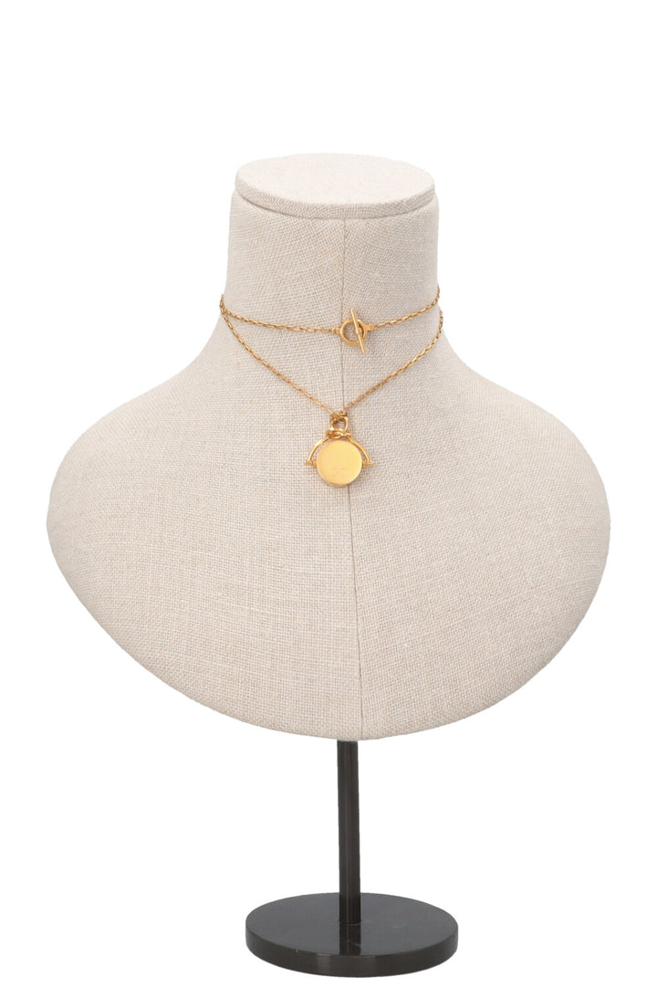 CELINE Knot Disc Pendant Necklace Glod
