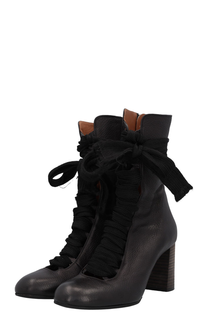 CHLOÉ Harper Lace Up Boots Black