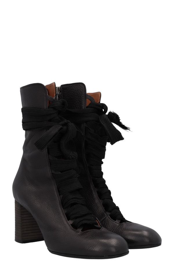 CHLOÉ Harper Lace Up Boots Black