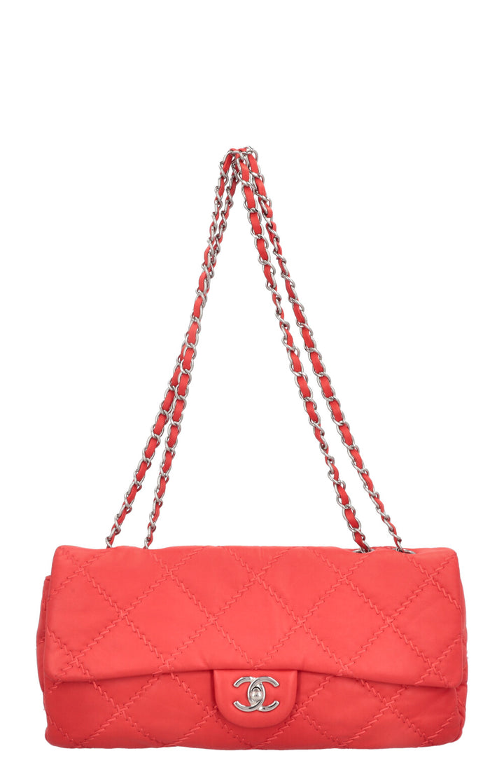 CHANEL Stitched Single Flap Red