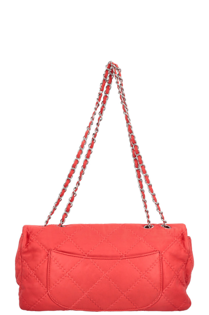 CHANEL Stitched Single Flap Red