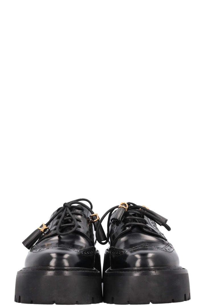 CELINE Triomphe Tassel Budapest Flats Black